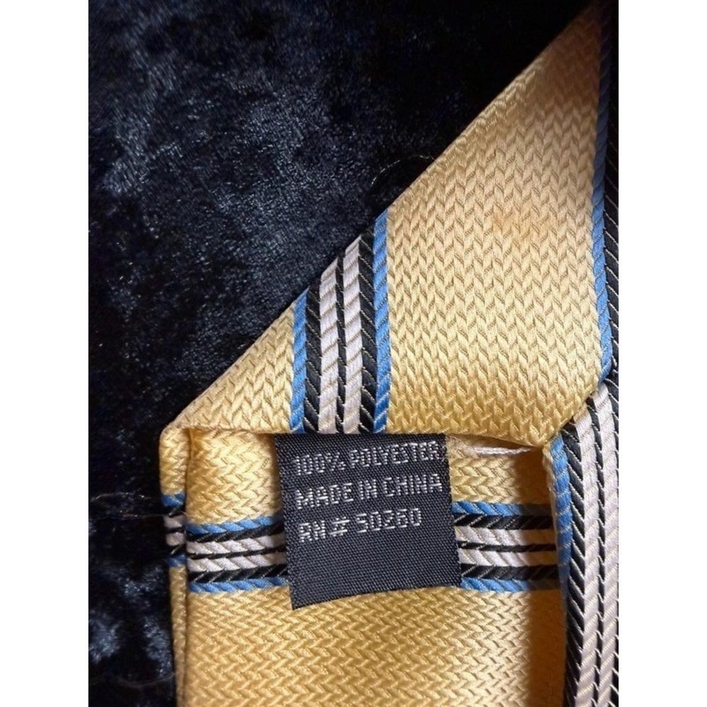 Boys Clip-On Tie Yellow Blue Stripe 14" Teflon Polyester Pre-Tied Necktie - Picture 4 of 8